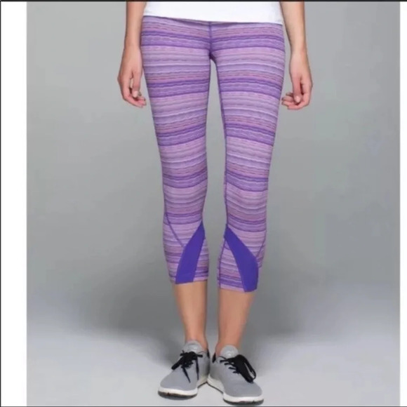 Lululemon Inspire Capri Crop II Space Dye Leggings Womens 6 Pink Purple - Picture 2 of 10
